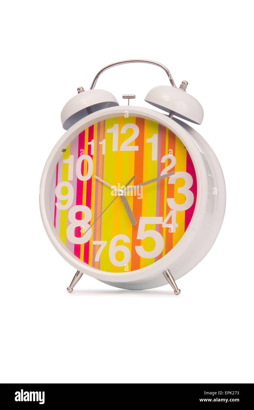 Alarm clock isolated on the white background Stock Photo - Alamy