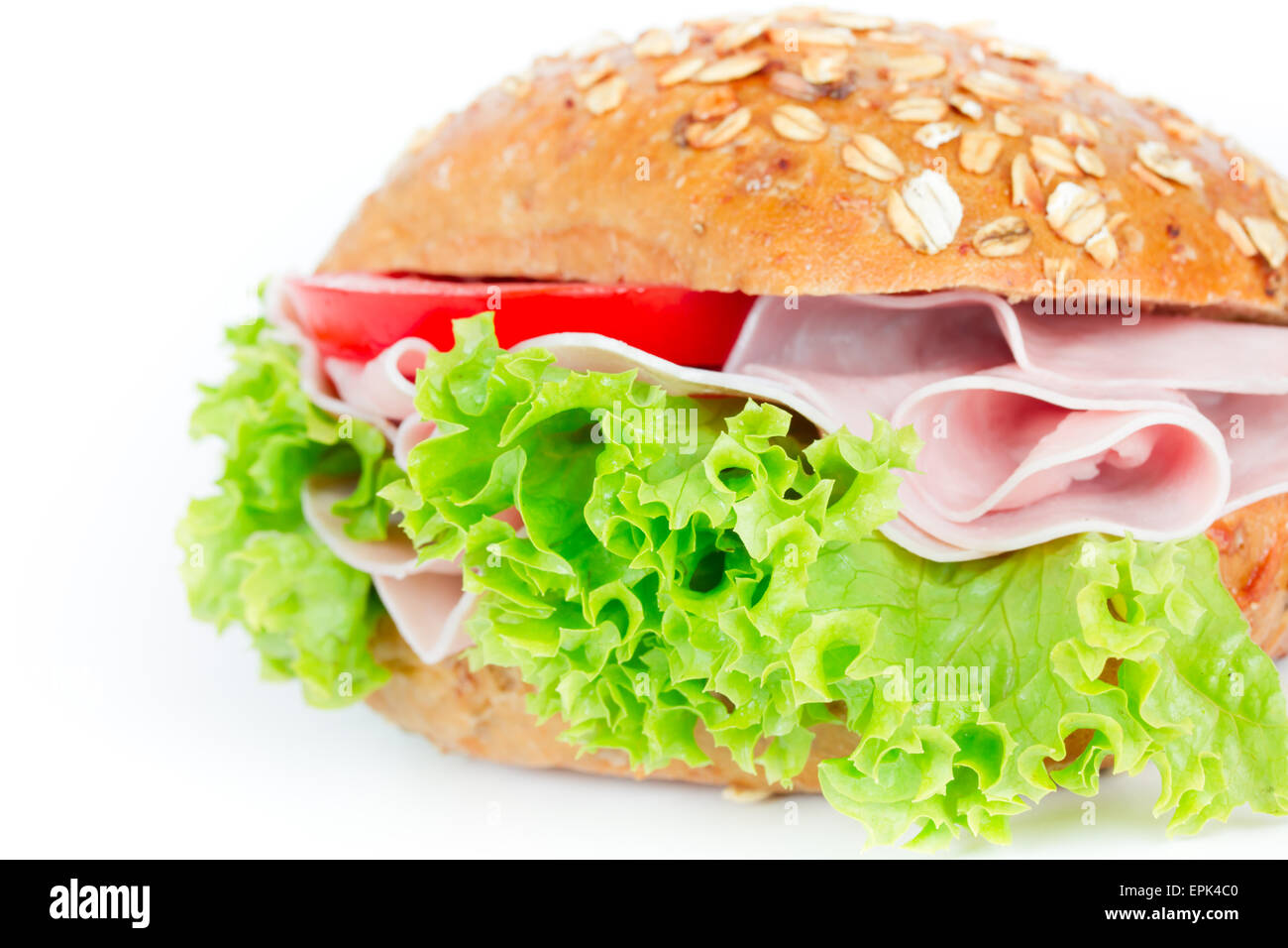 bun with ham Stock Photo