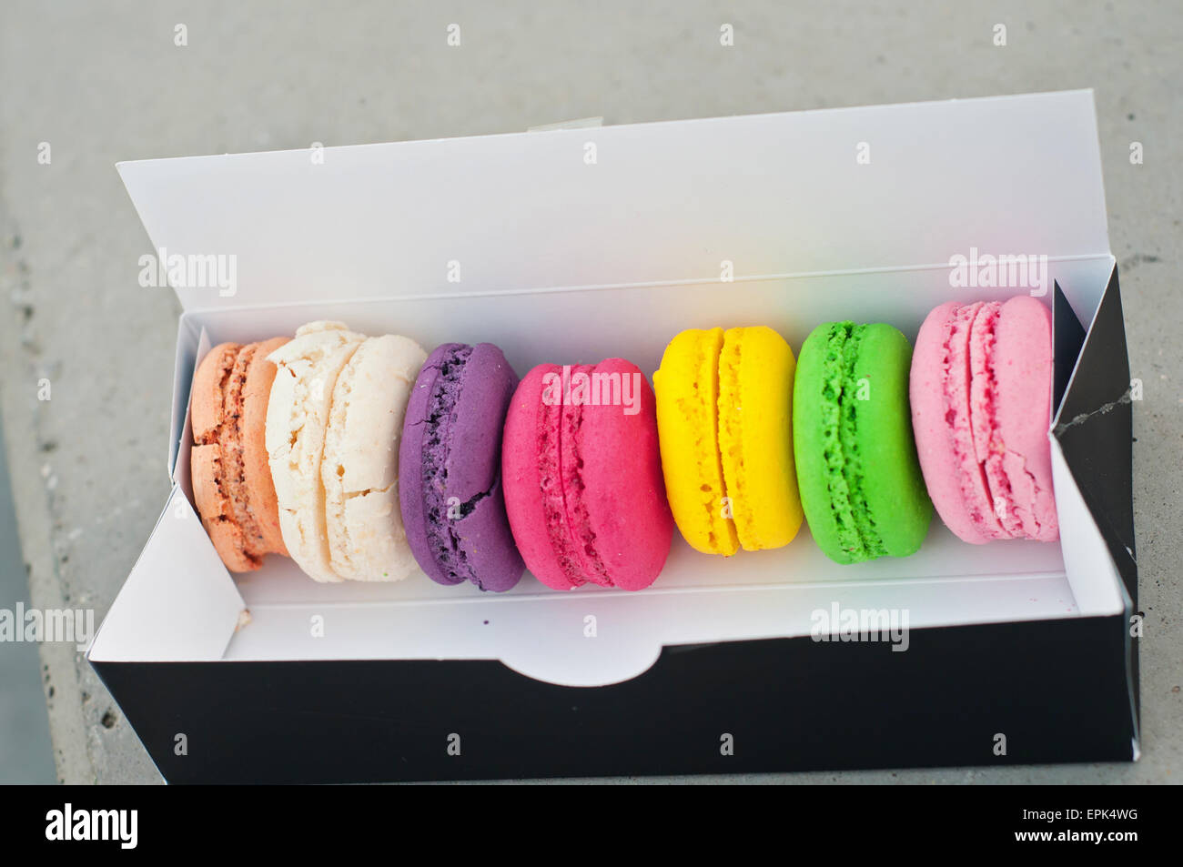 Macarons cookies in box Stock Photo