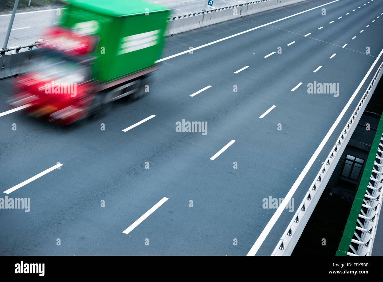 motion trucks on the freeway Stock Photo