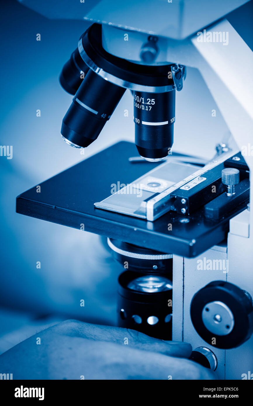 Working with Microscope Stock Photo Alamy