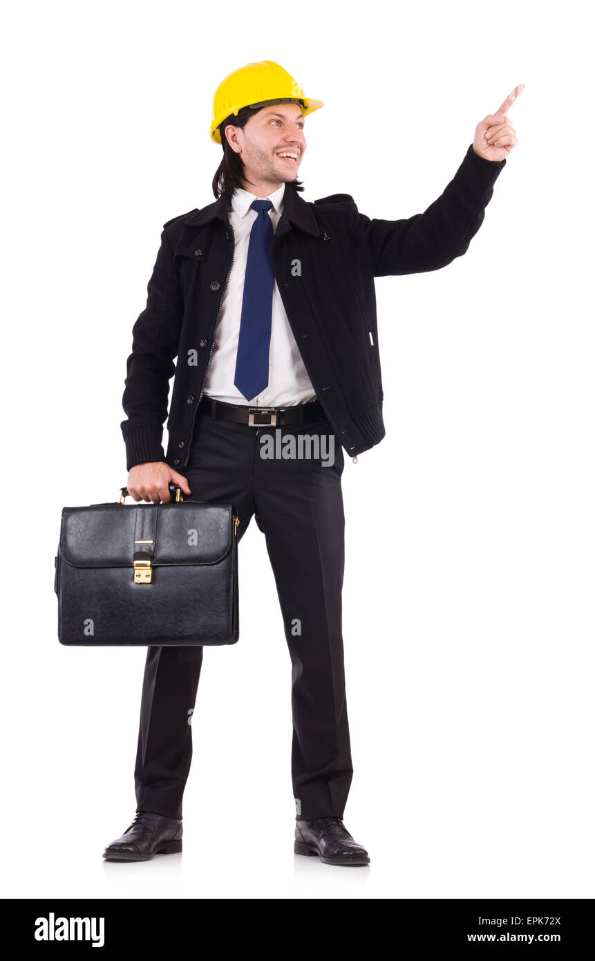 Young construction architect isolated on the white Stock Photo Alamy