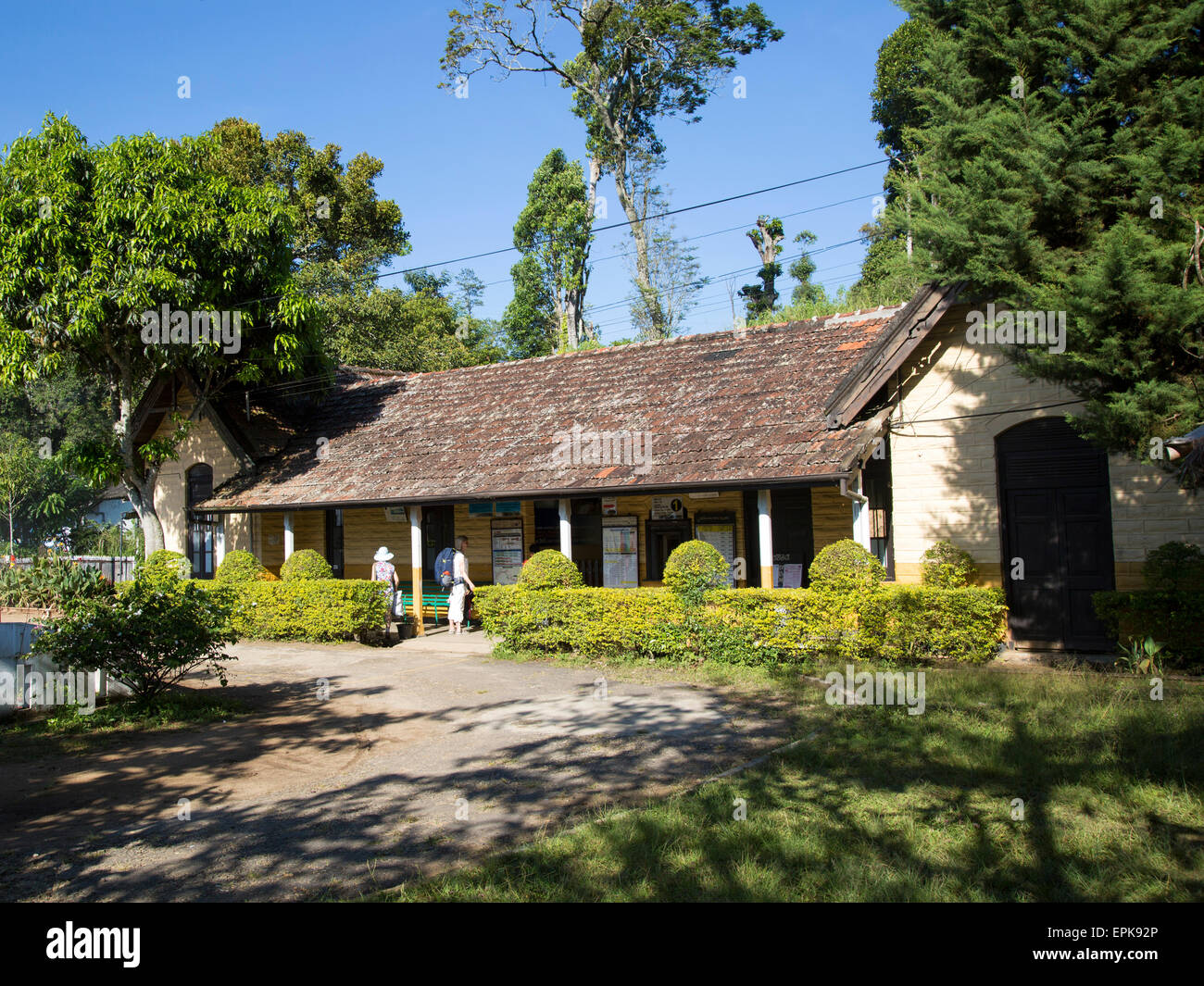 Exterior of railway station, Ella, Badulla District, Uva Province, Sri Lanka, Asia Stock Photo