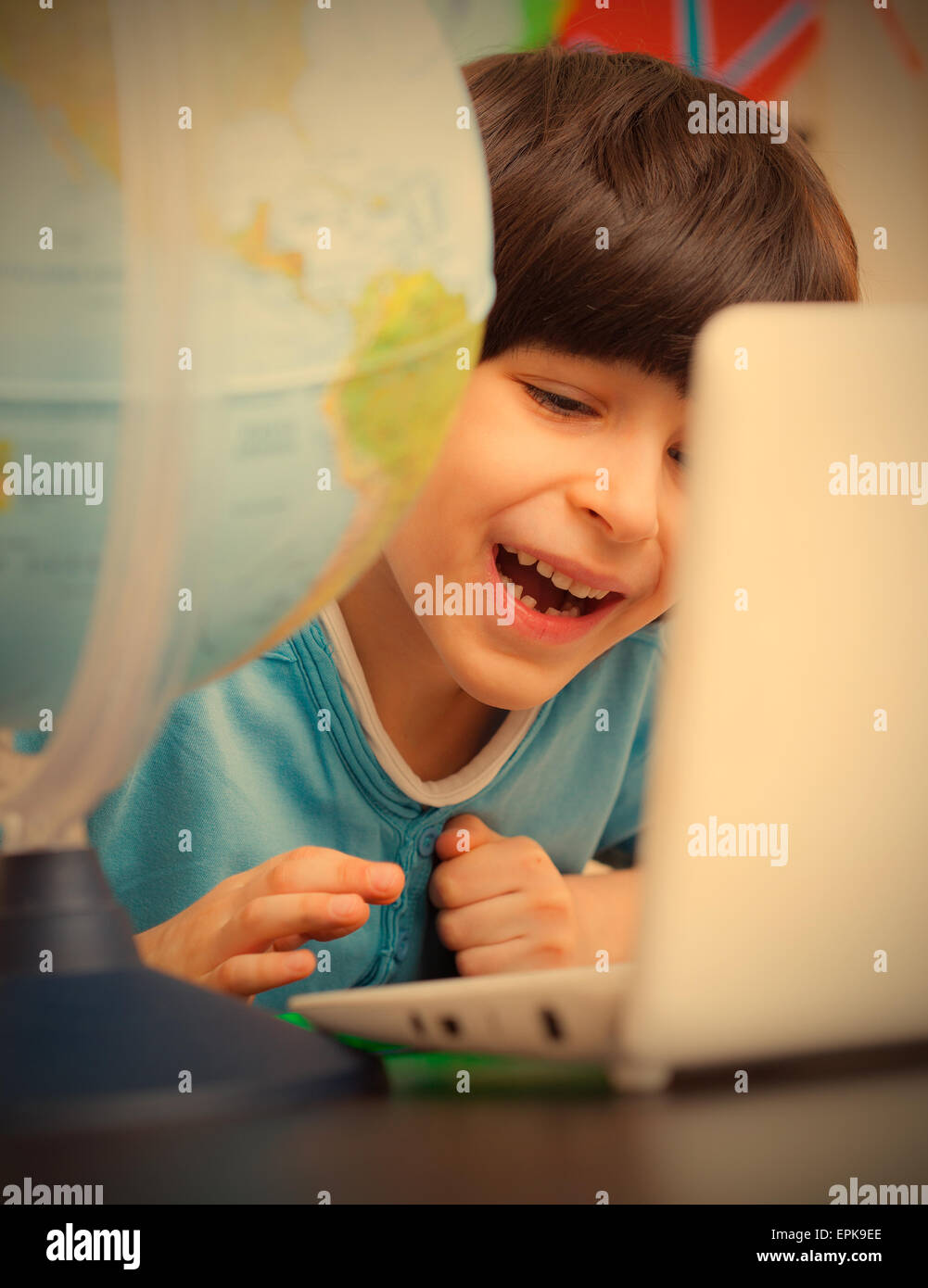 child on a geography lesson Stock Photo