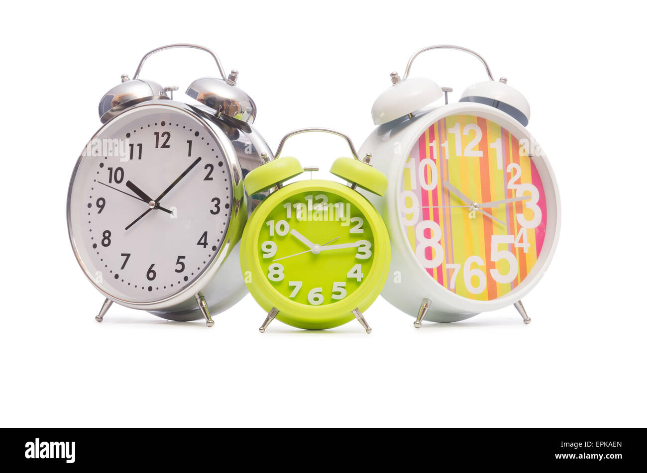 Alarm clock isolated on the white background Stock Photo - Alamy