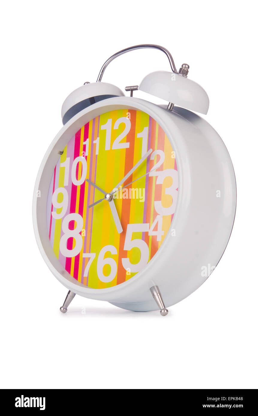 Alarm clock isolated on the white background Stock Photo - Alamy