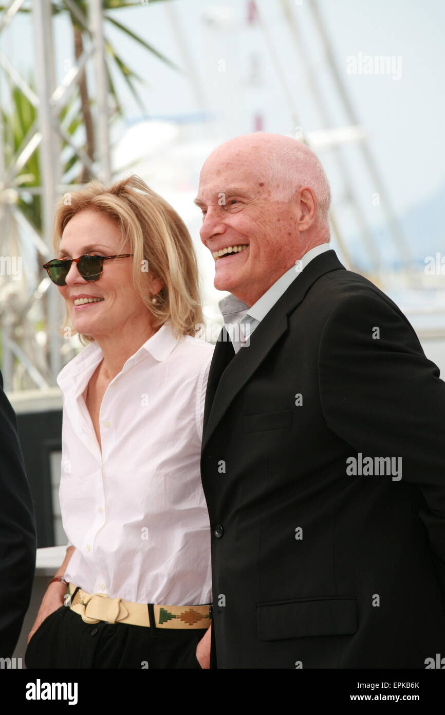 Cannes, France. 19th May, 2015. Actress Marthe Keller and Director Barbet Schroeder at the Amnesia film photo call at the 68th Cannes Film Festival Tuesday May 19th 2015, Cannes, France. Credit:  Doreen Kennedy/Alamy Live News Stock Photo
