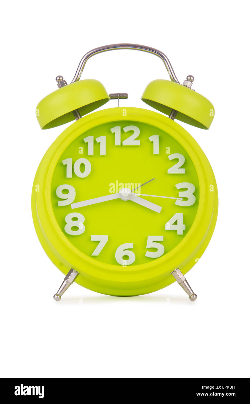 Alarm clock isolated on the white background Stock Photo - Alamy