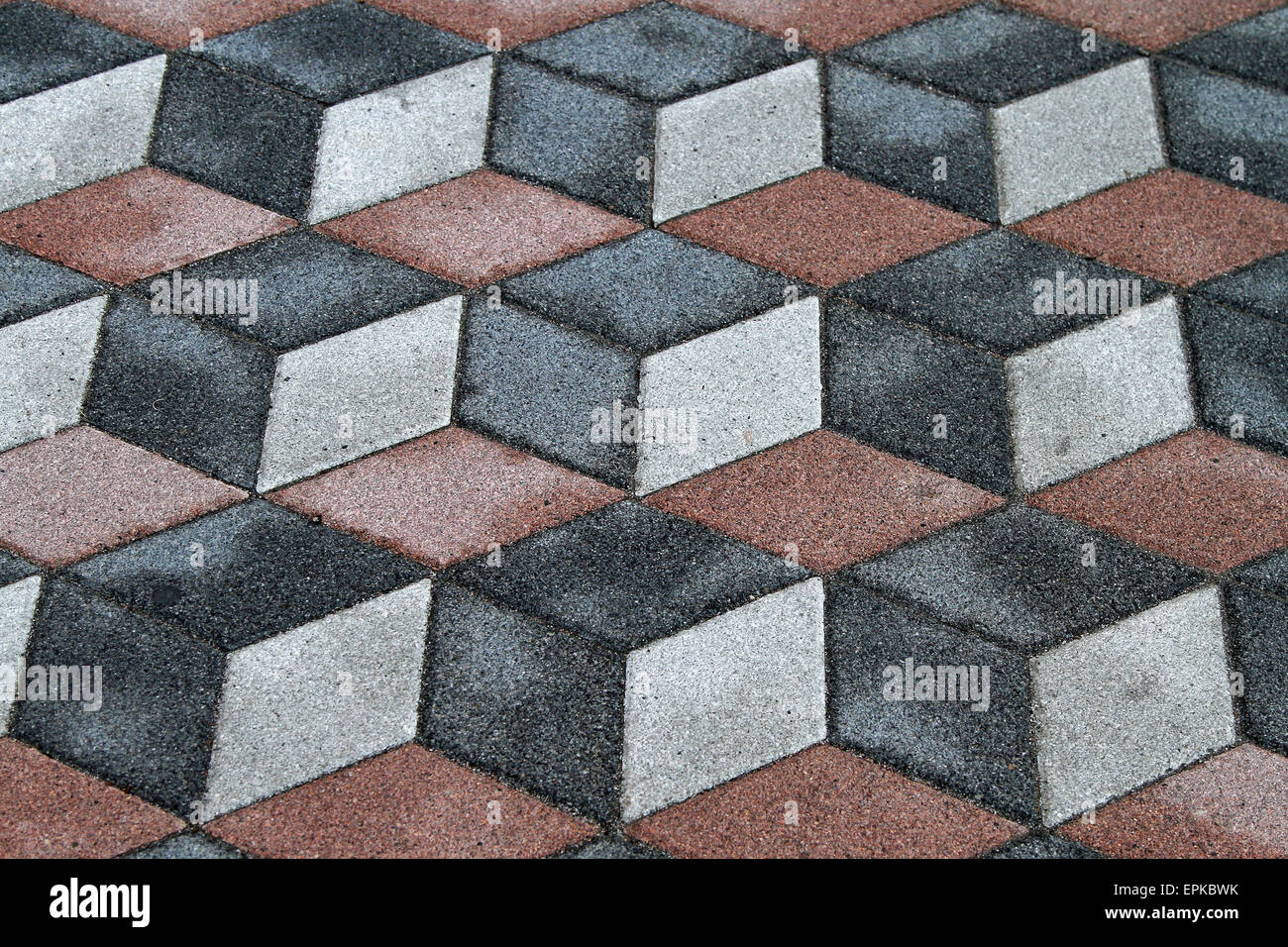 Old tiles with 3d optical illusion Stock Photo