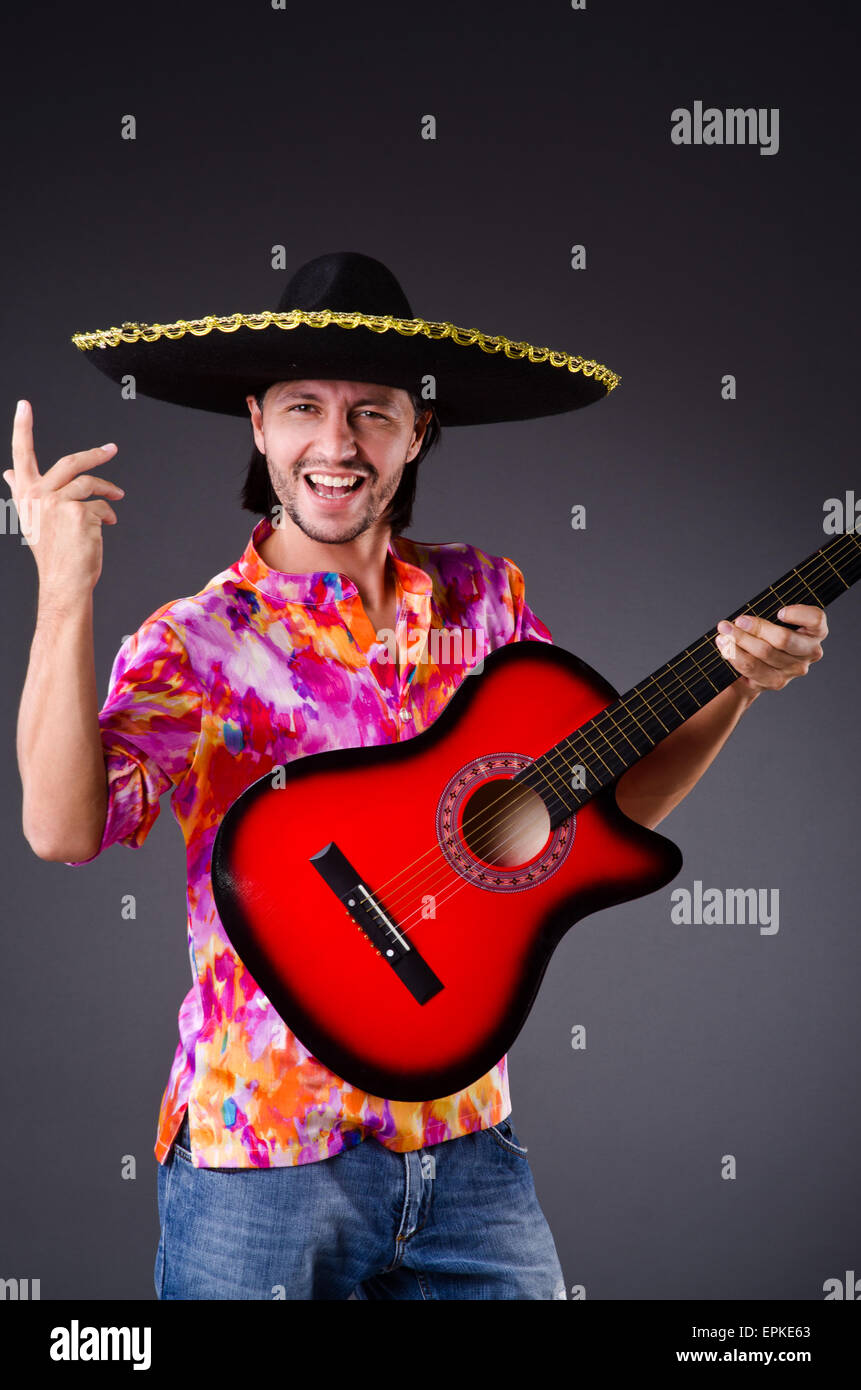 Man Wearing Sombrero With Guitar Stock Photo Alamy Man Wearing Sombrero With Guitar Stock Photo Alamy