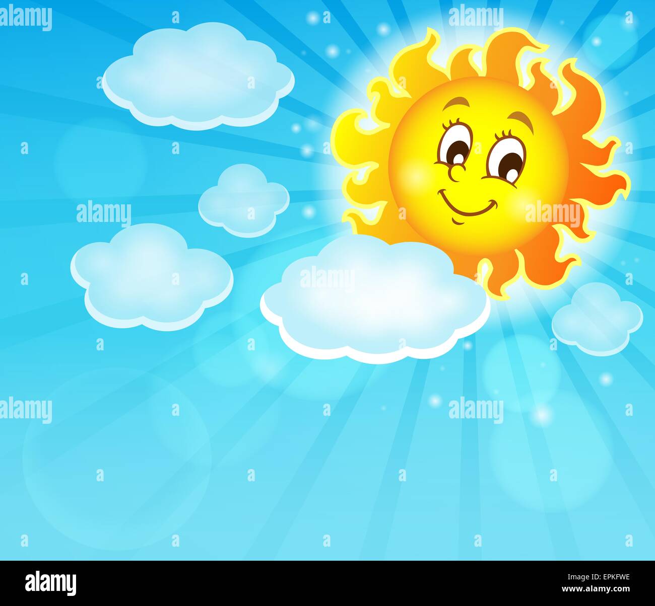 Sun Making Happy Image with happy sun theme 6 - picture illustration Stock Photo - Alamy