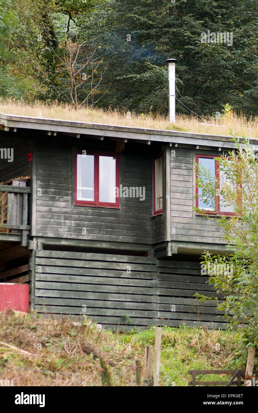 Eco housing at theCentre of Alternative Technology Machynlleth Powys Wales UK Stock Photo