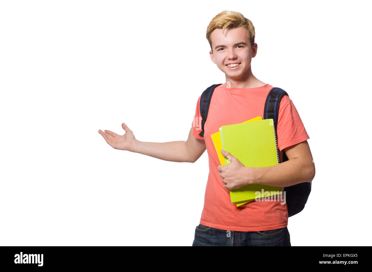 Young student isolated on the white Stock Photo