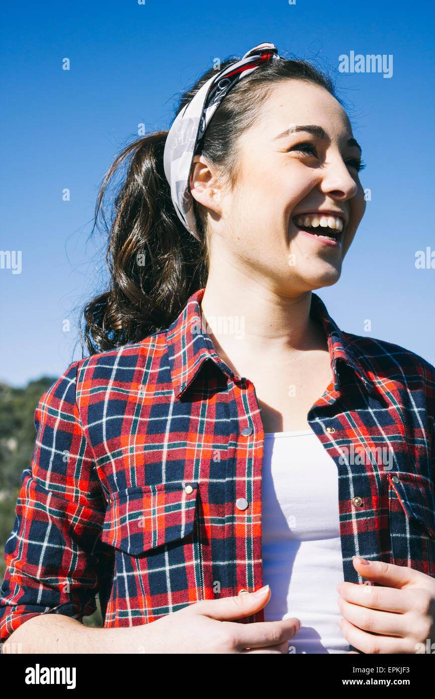 Portrait of happy young woman Stock Photo - Alamy