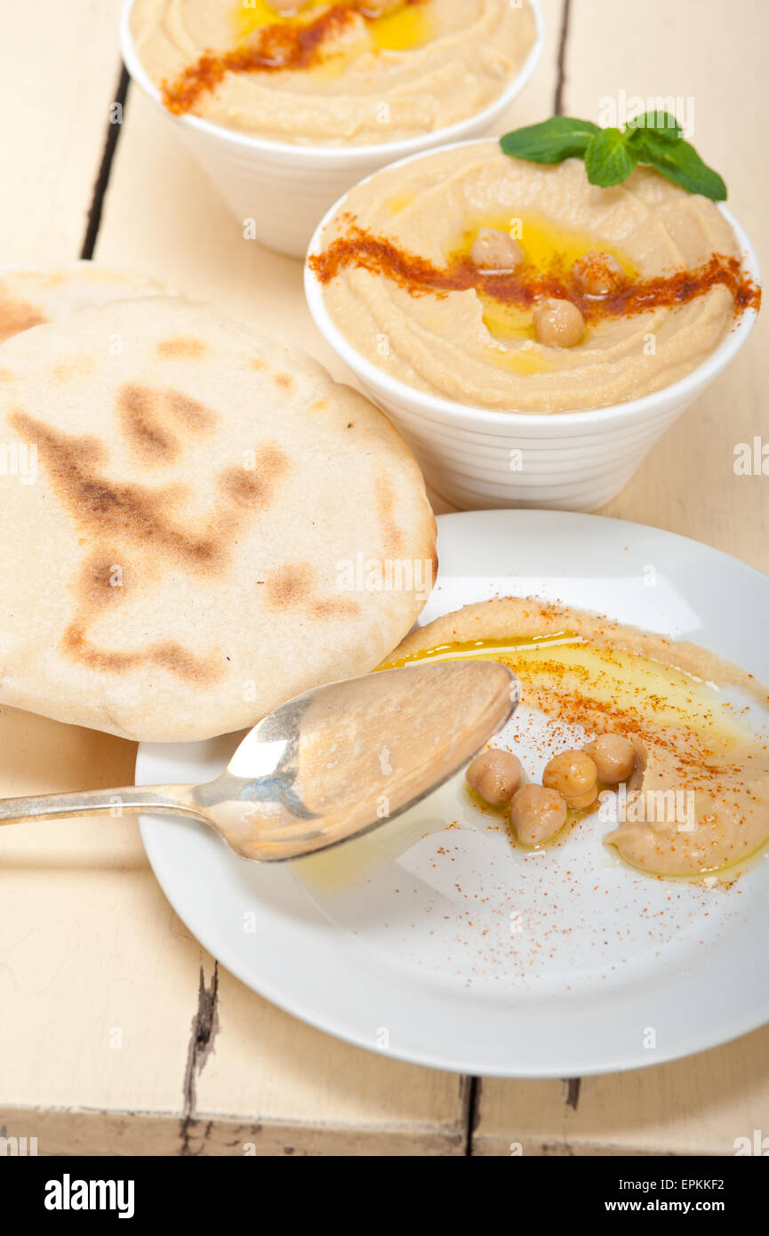 Hummus with pita bread Stock Photo Alamy