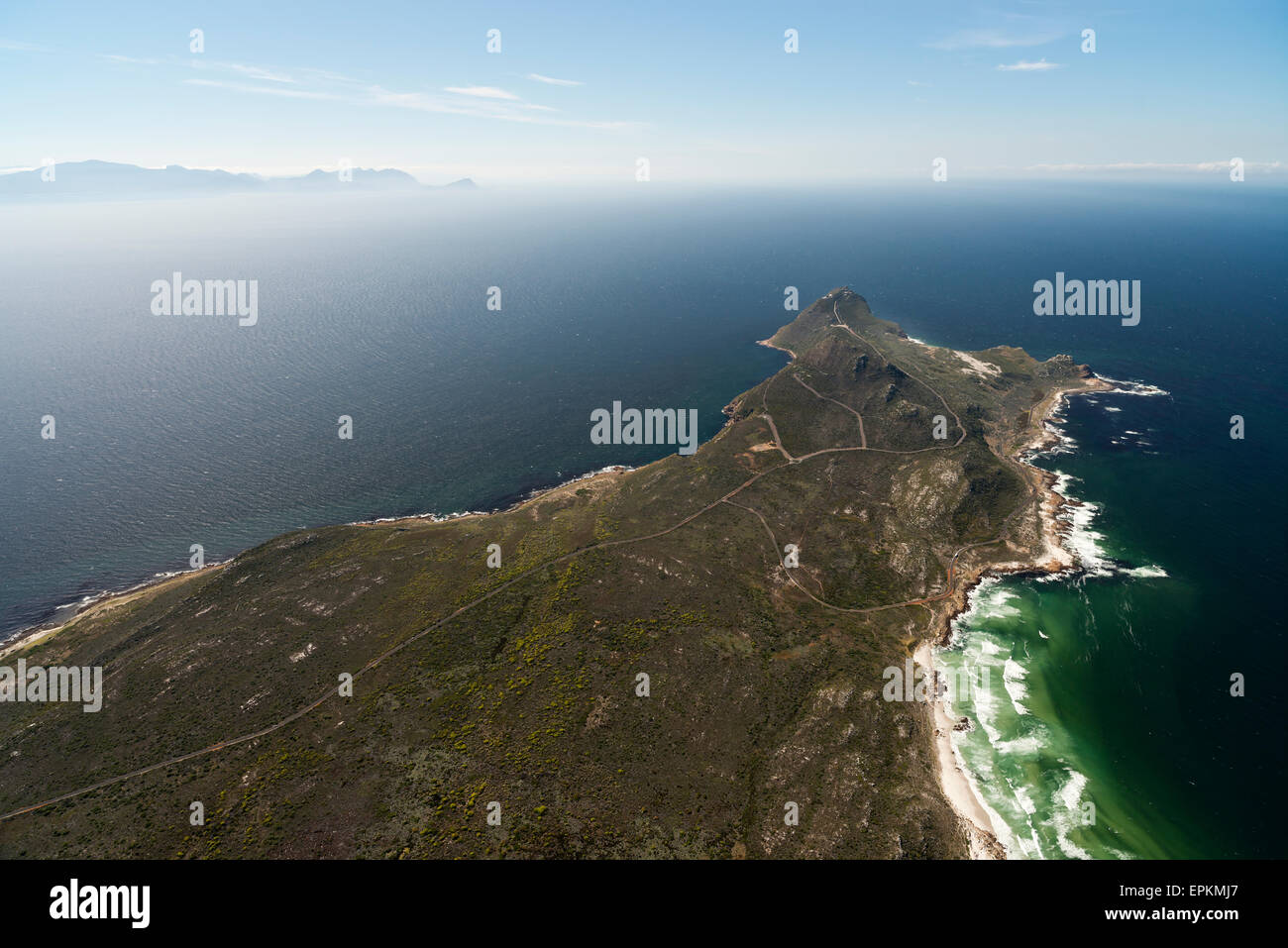South Africa, Cape Peninsula, aerial view of False Bay and Cape Point Stock Photo