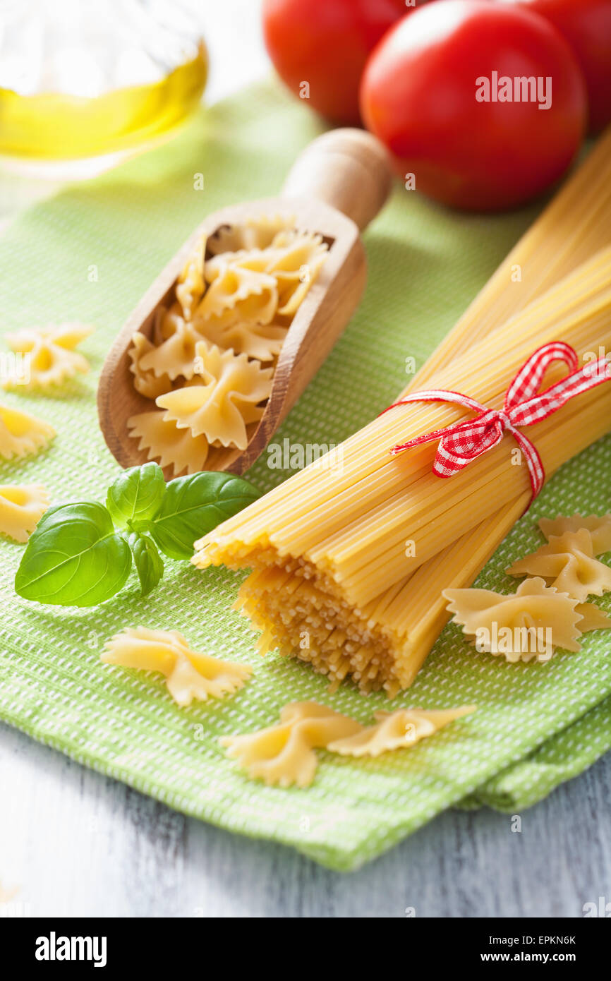 raw pasta olive oil tomatoes. italian cuisine Stock Photo Alamy