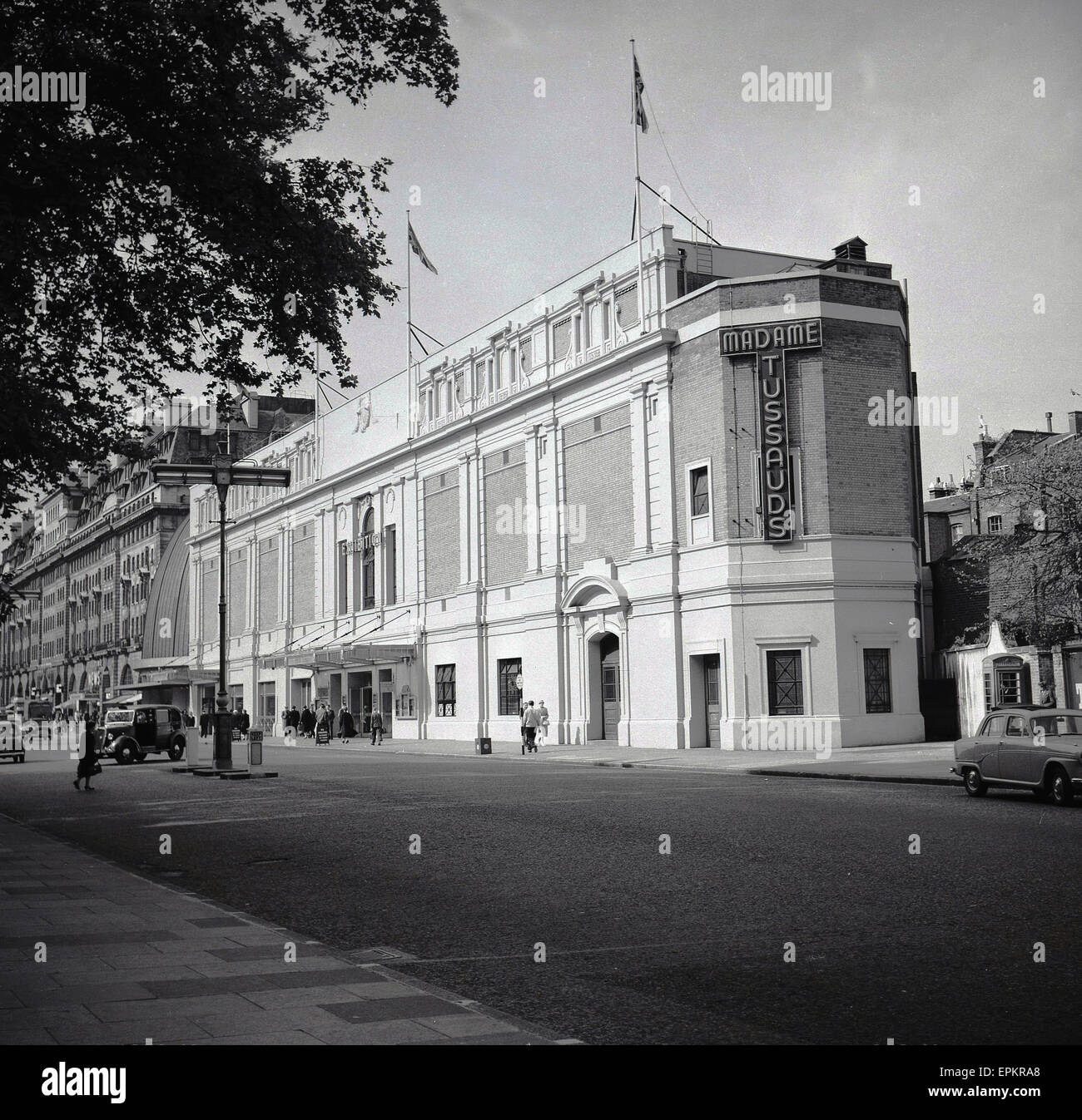 1950s, historical, Exterior view of the end of the building housing the ...