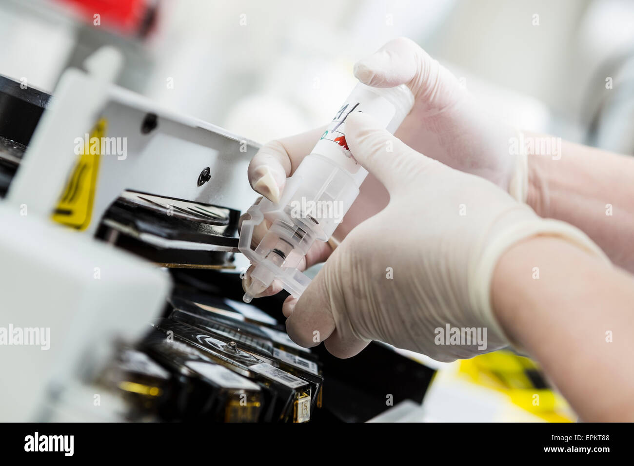 Histological examination with tissue stainer Stock Photo