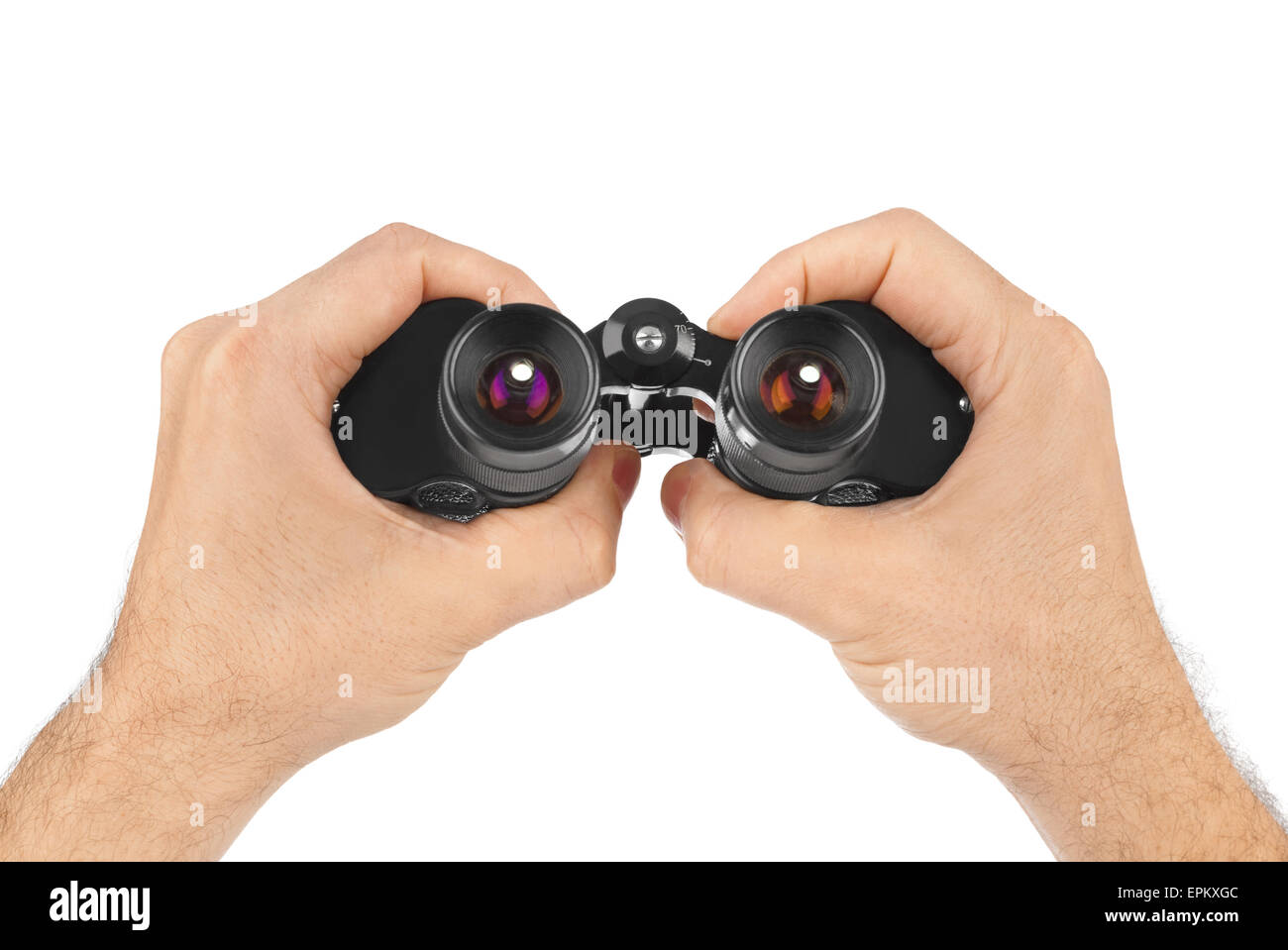 Hands with binoculars Stock Photo Alamy