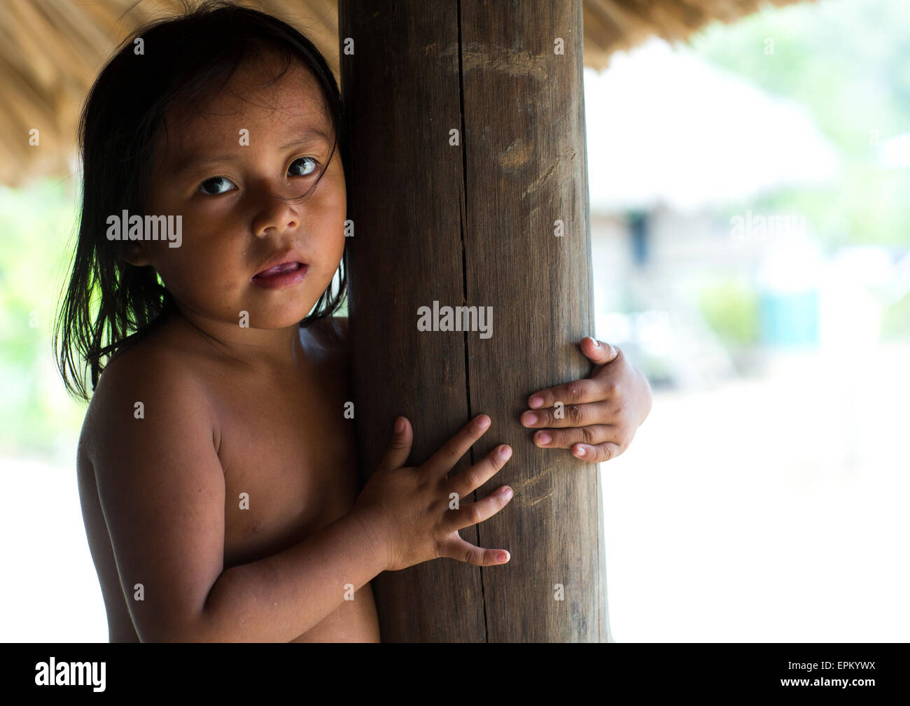 Panama, Darien Province, Puerta Lara, Girl Of Wounaan Native Community Stock Photo