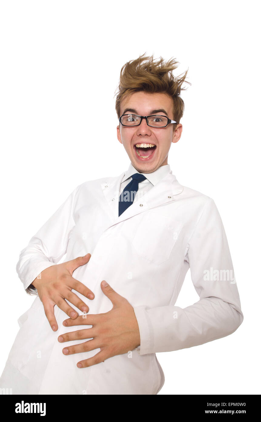 Funny doctor isolated on white Stock Photo - Alamy