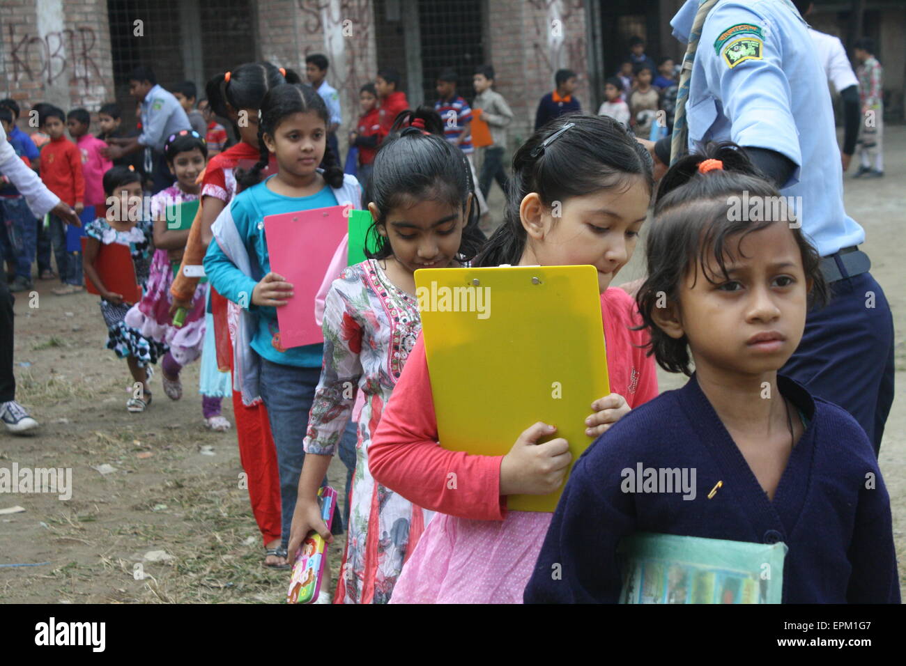 Bangladeshi children are studying at the school in Dhaka Stock Photo