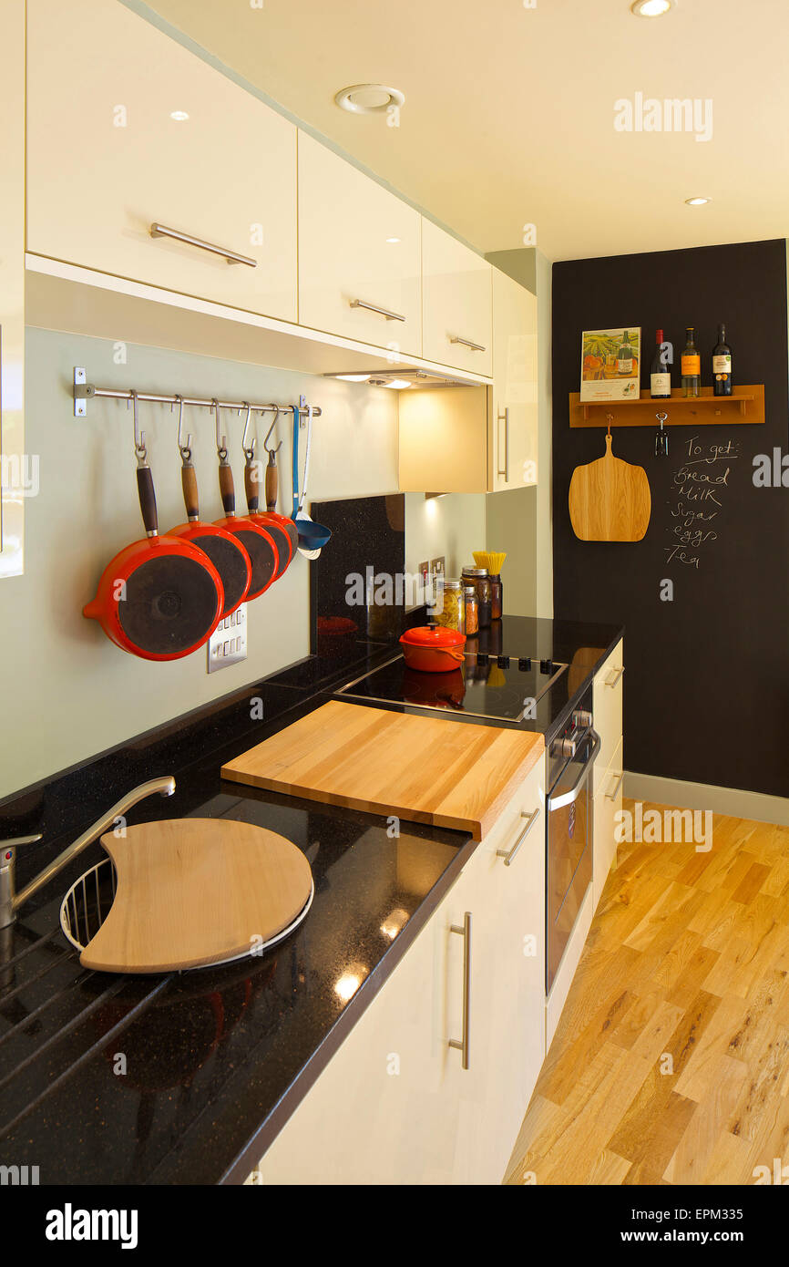 Kitchen detail at 419 Wick Lane, London. New apartments built by Development securities Plc opposite the Olympic Stadium in London, England, UK Stock Photo