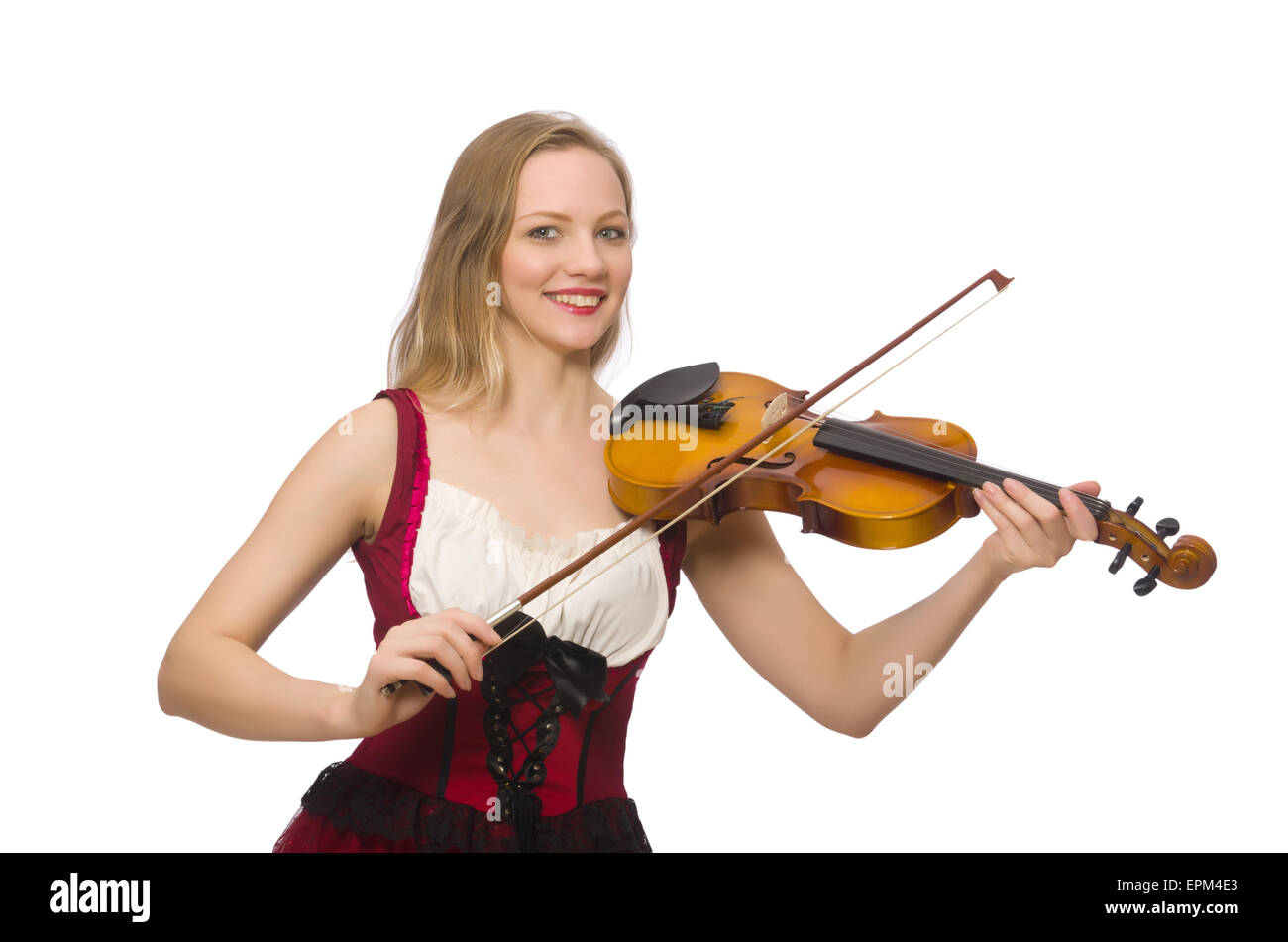 Young violin player isolated on white Stock Photo Alamy