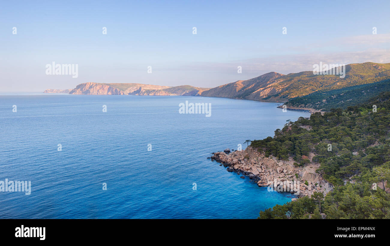 Panoramic seascape of Crimea, Ukraine Stock Photo