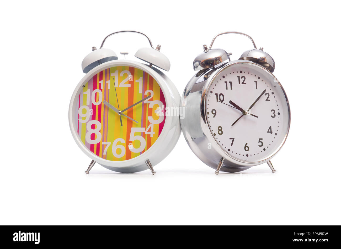 Alarm clock isolated on the white background Stock Photo - Alamy