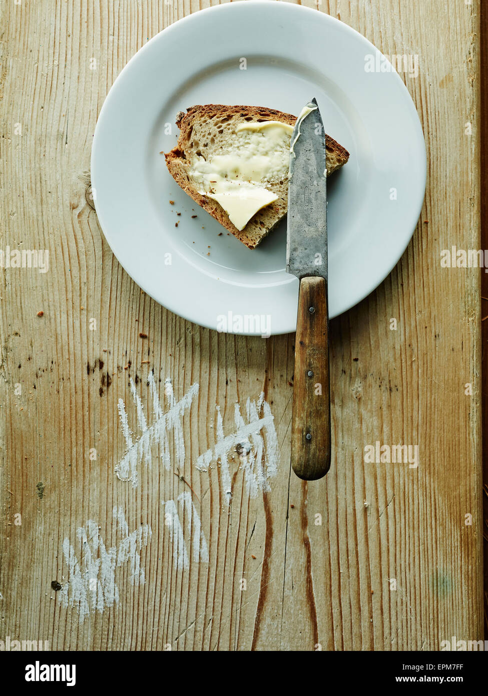 Plate with bread and butter Stock Photo Alamy