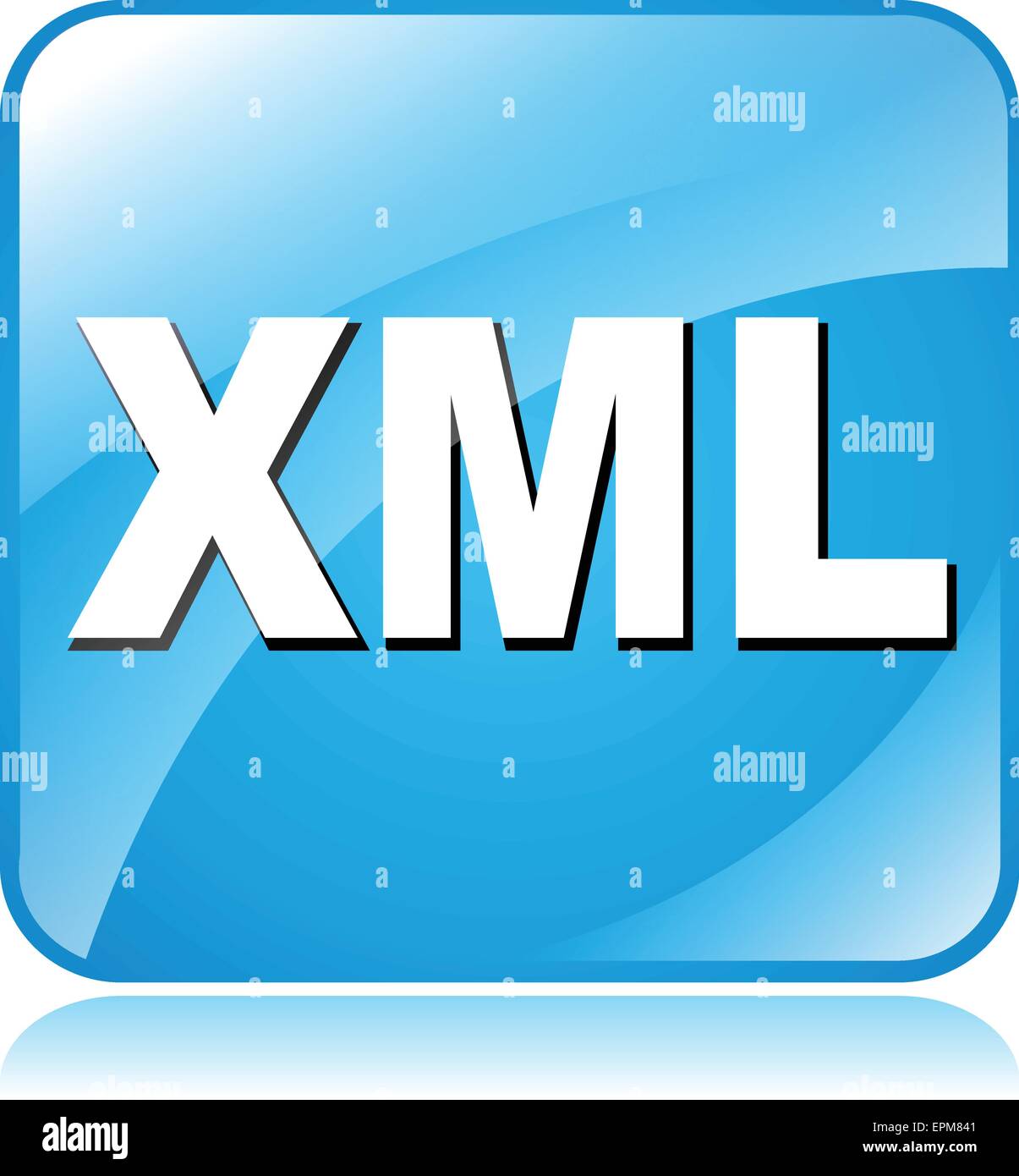 illustration of blue square icon for xml Stock Vector