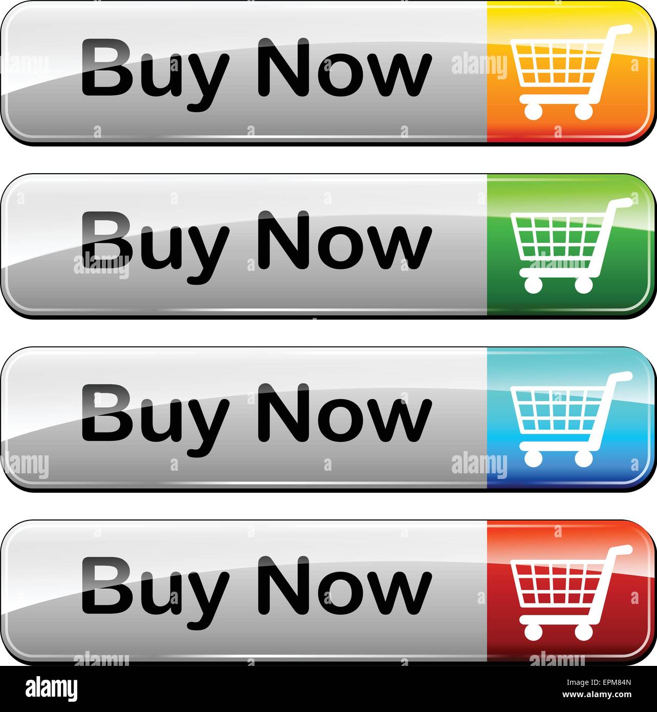 illustration of four buy buttons on white background Stock Vector