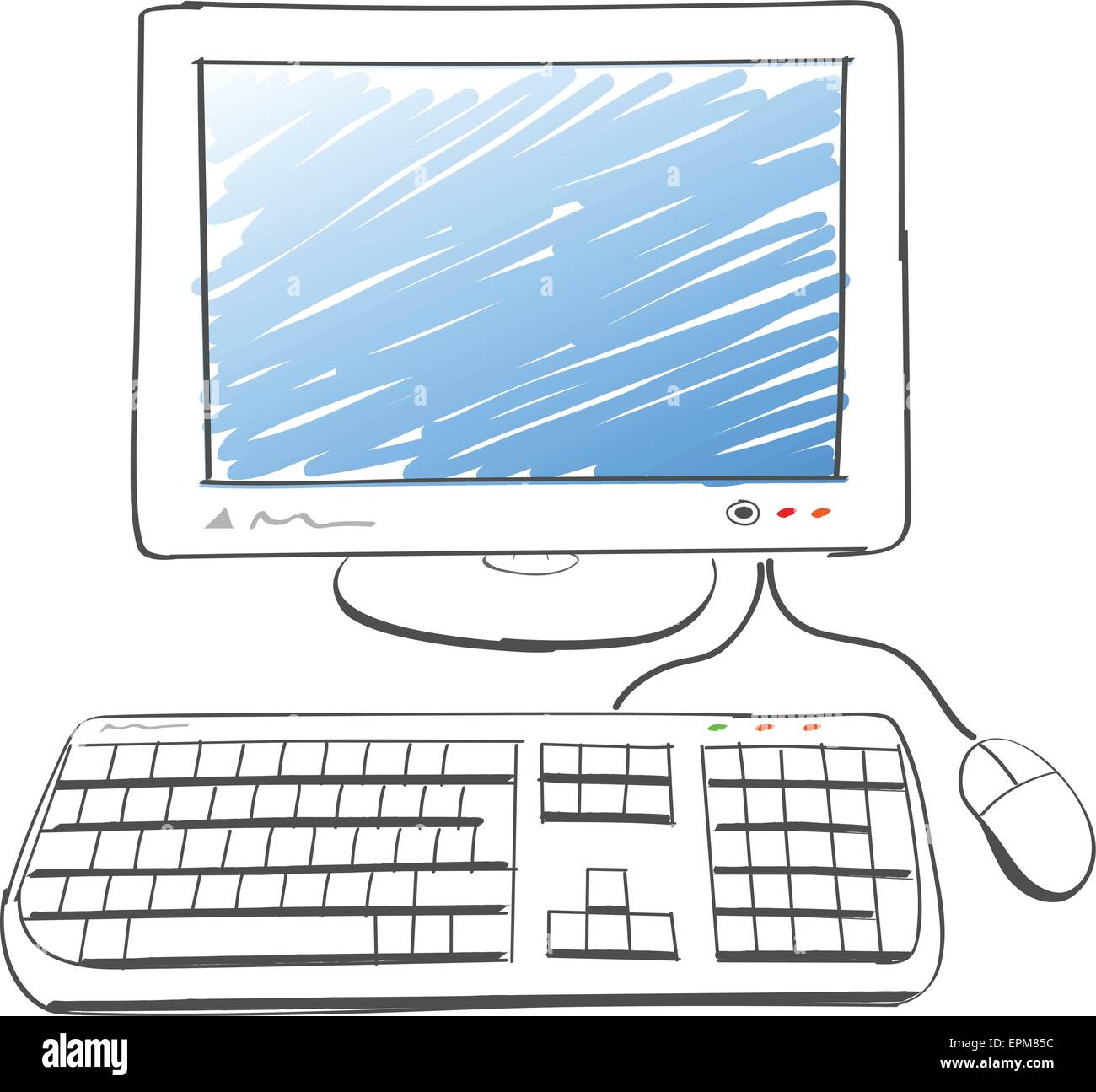 Computer monitor sketch Royalty Free Vector Image