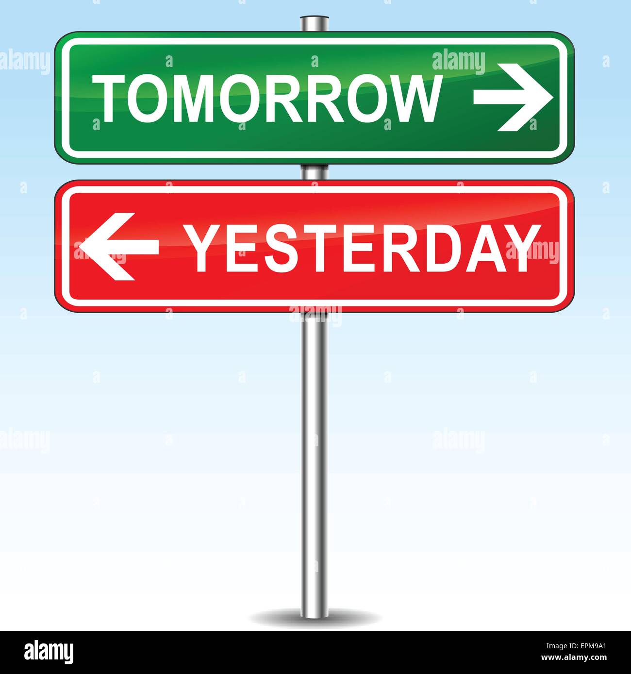 illustration of tomorrow and yesterday directions sign Stock Vector