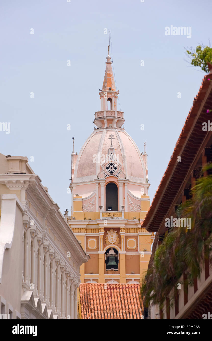 The dome of Catedral (cathedral) de Cartagena in Cartagena, Colombia, South America Stock Photo