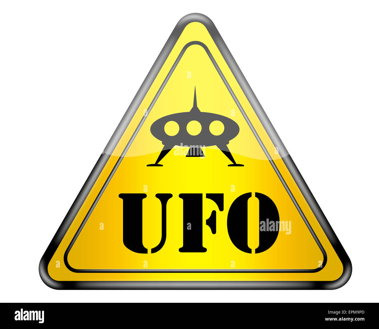 Fun UFO warning sign. Stock Photo