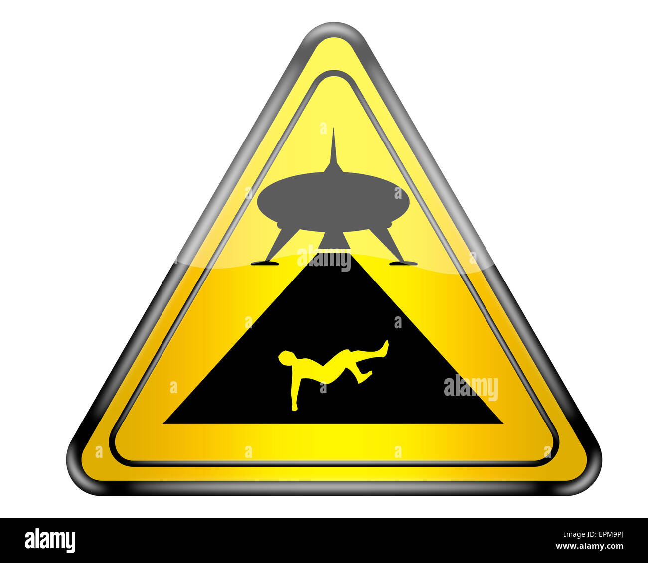 Fun UFO warning sign. Stock Photo