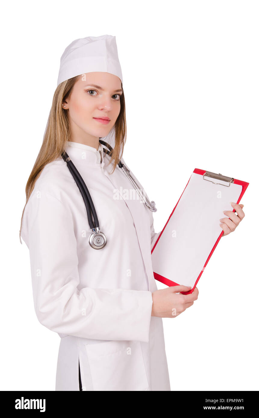 Woman doctor isolated on the white Stock Photo - Alamy