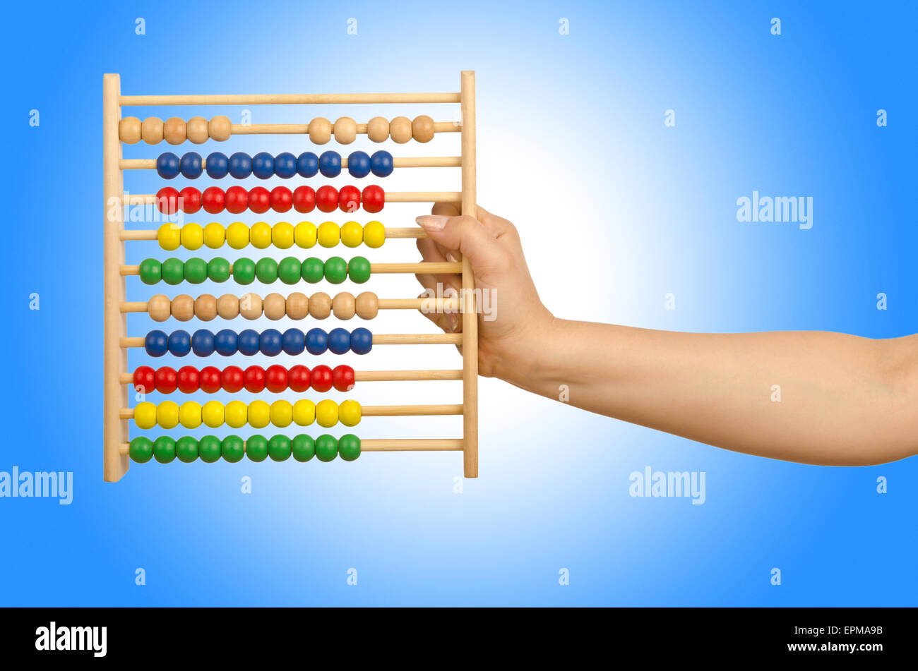 Hand holding abacus on white Stock Photo - Alamy