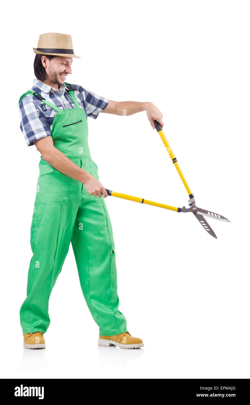Male gardener isolated on white Stock Photo - Alamy