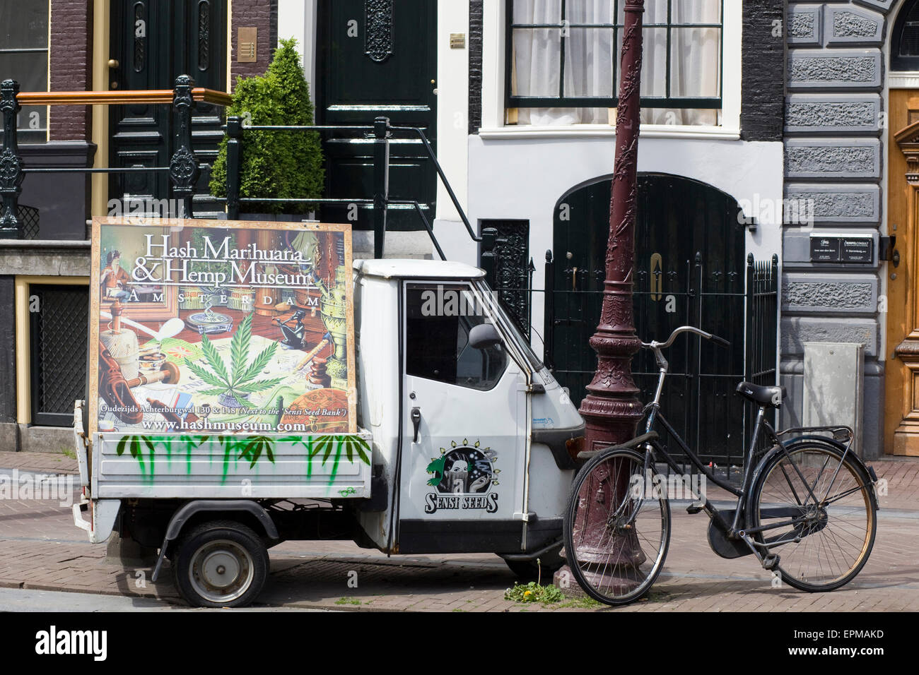 Miniature van advertising the Hash Museum in Amsterdam Holland Stock Photo
