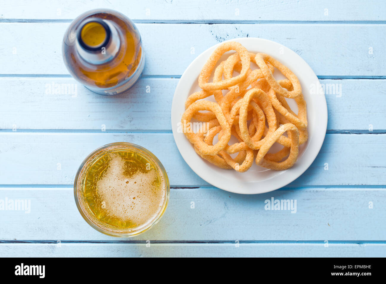 the snack flavored with onion rings Stock Photo