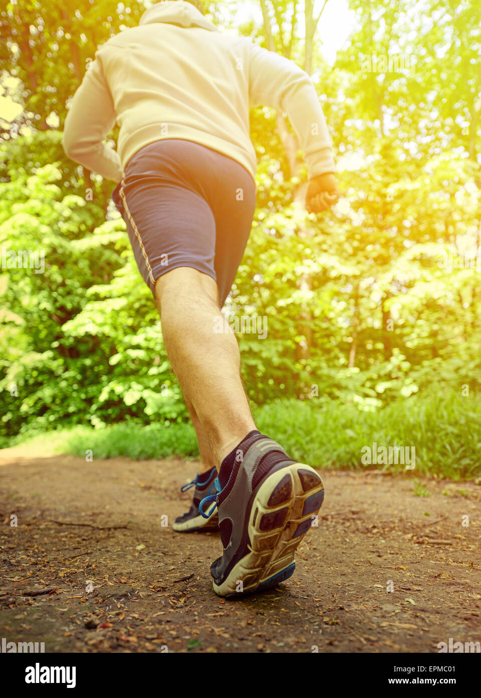 Runner feet running on road closeup on shoe Stock Photo Alamy