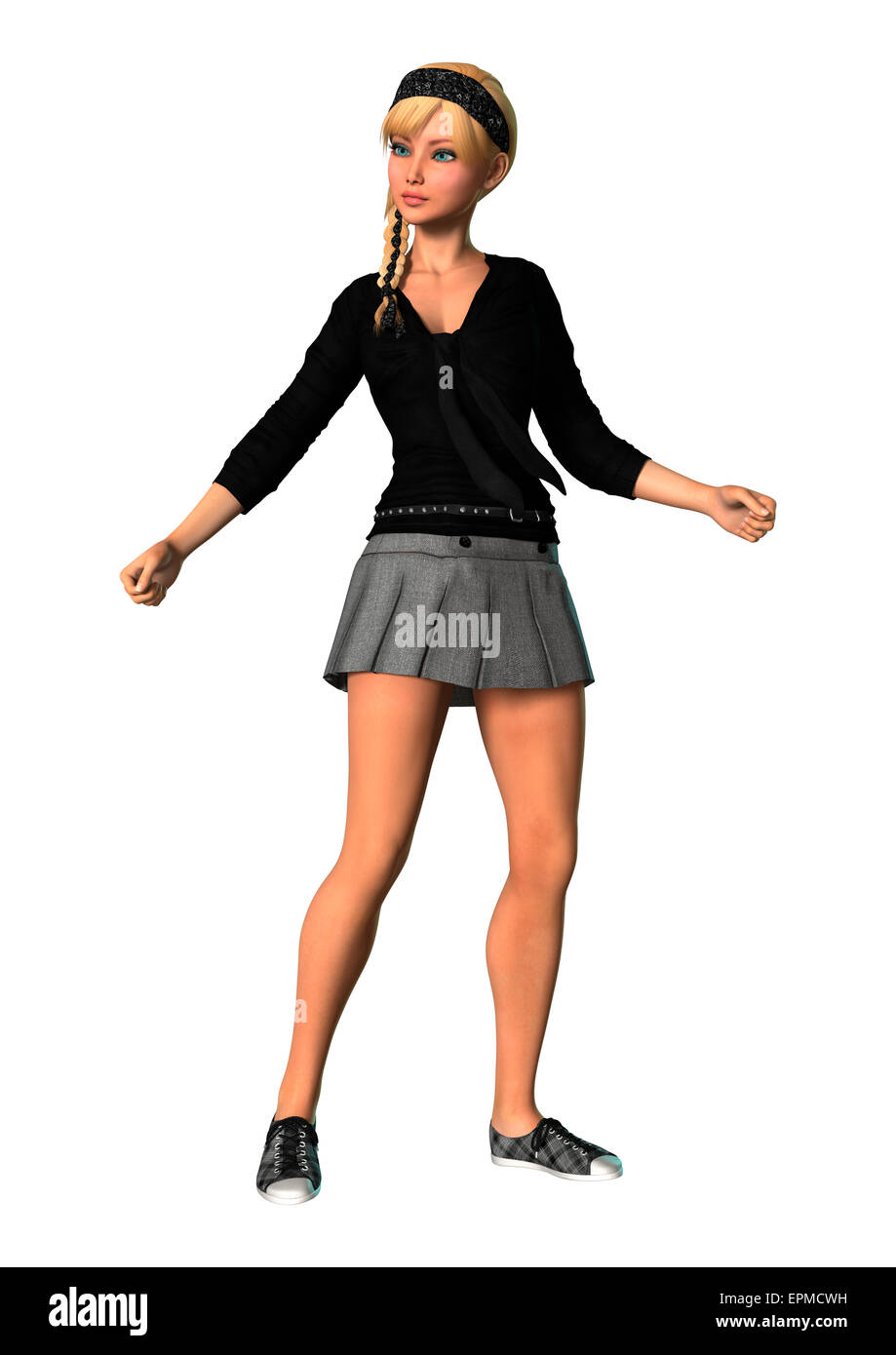 3D digital render of a pretty teenager girl isolated on white ...
