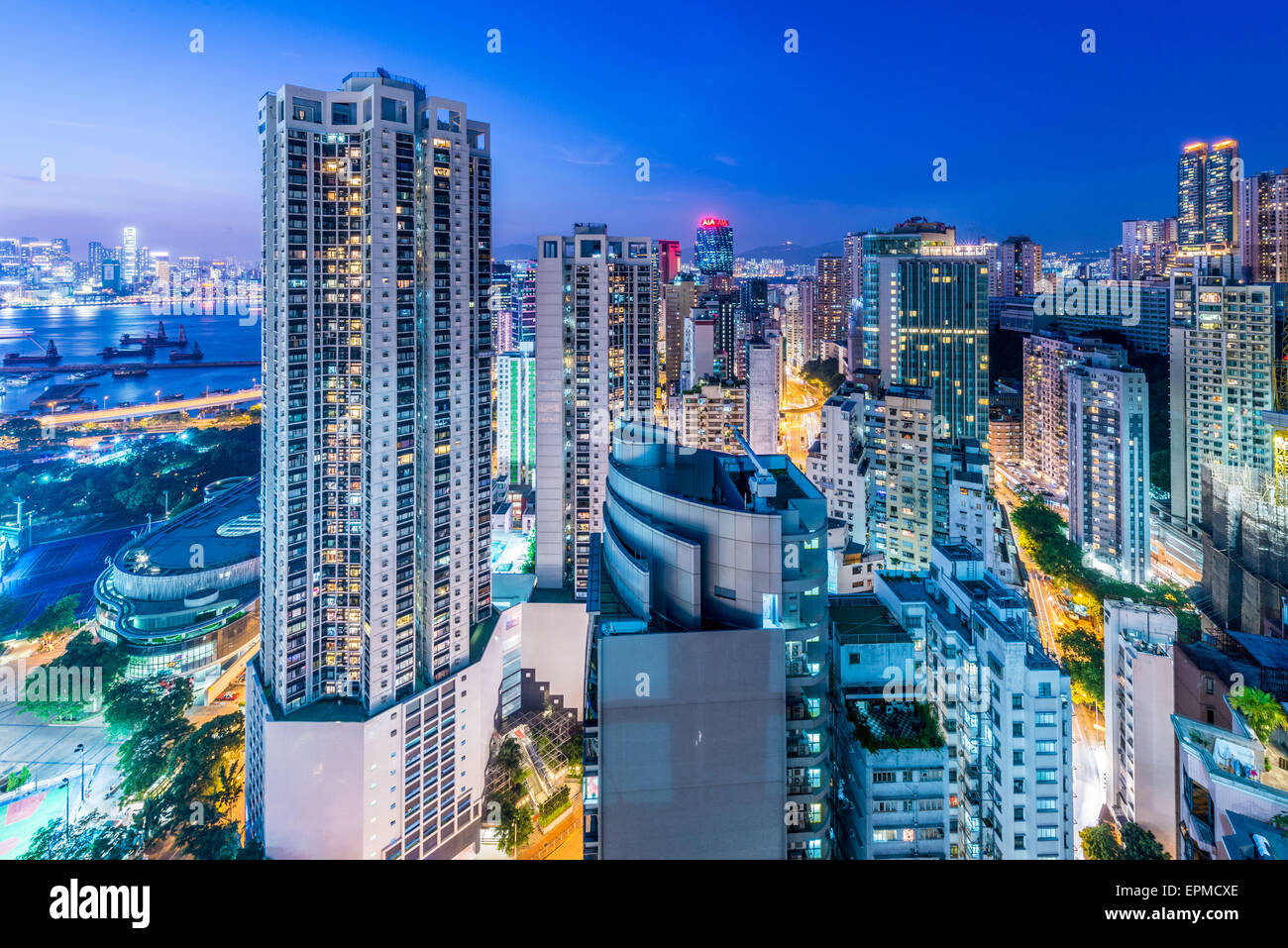 View of Hong Kong during sunset hours Stock Photo - Alamy