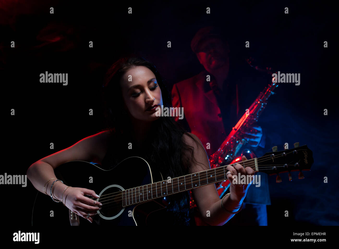 Guitar and Saxophone Stock Photo Alamy
