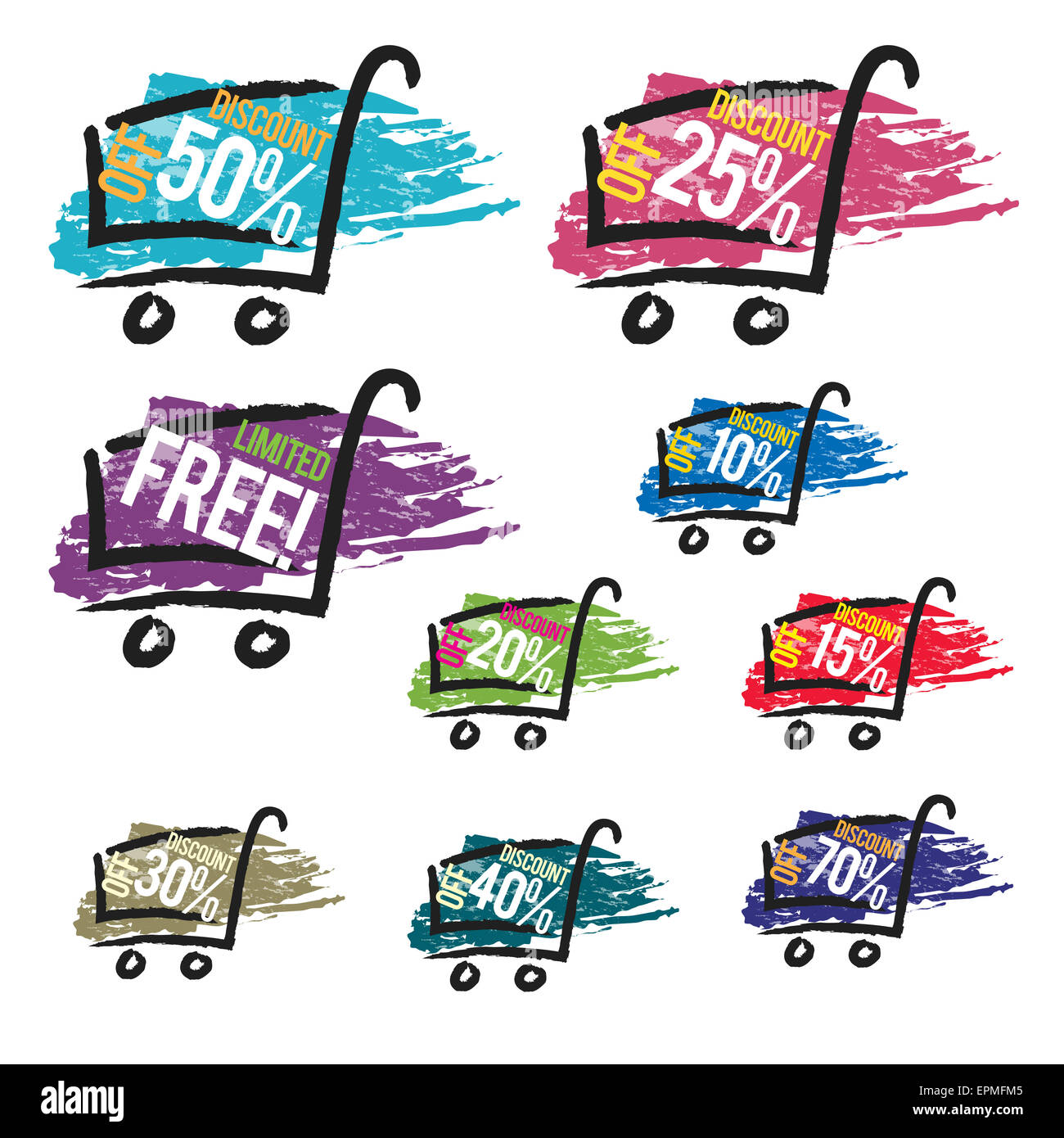 Vector illustration of paint splattered discount label design elements