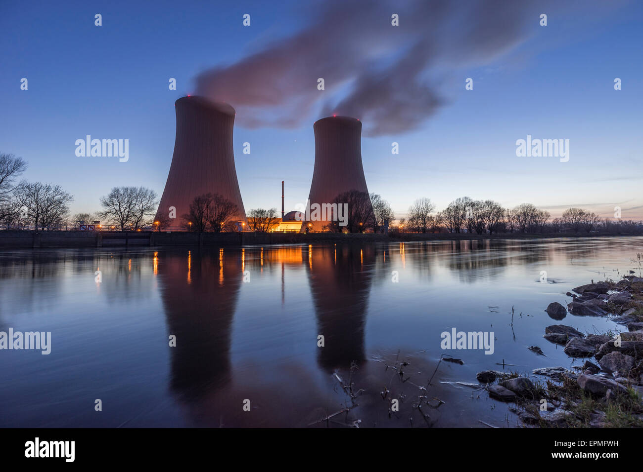 Germany, Lower Saxony, Grohnde, Grohnde Nuclear Power Plant Stock Photo
